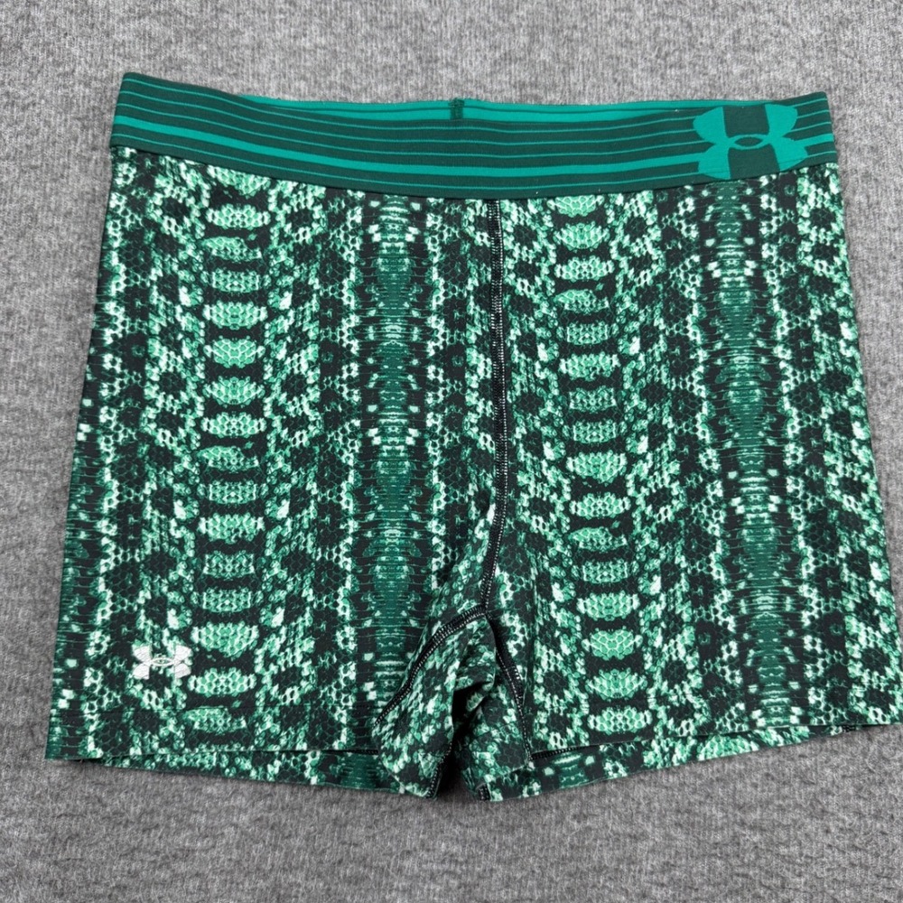 Under Armour Women's S Small HeatGear Compression Shorts Green Print Athletic‎